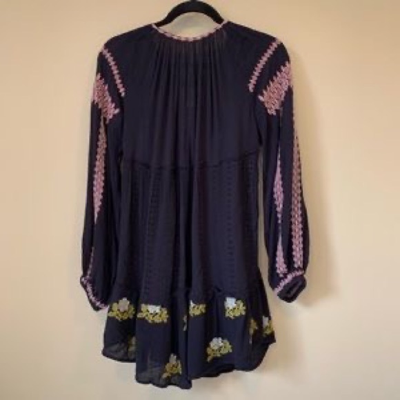 NWT Free People Women's Black Wild Horses Embroidered Mini Dress Medium - Picture 11 of 11